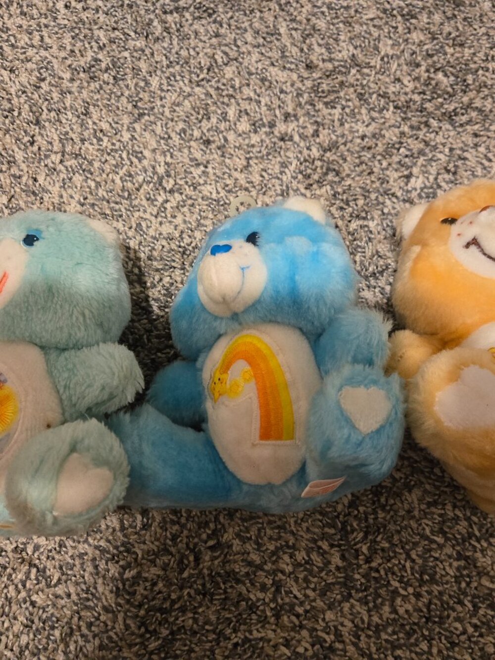 Lot of 3 Vintage Care Bears 6" Plush Stuffed Animals Champ Wish Bedtime